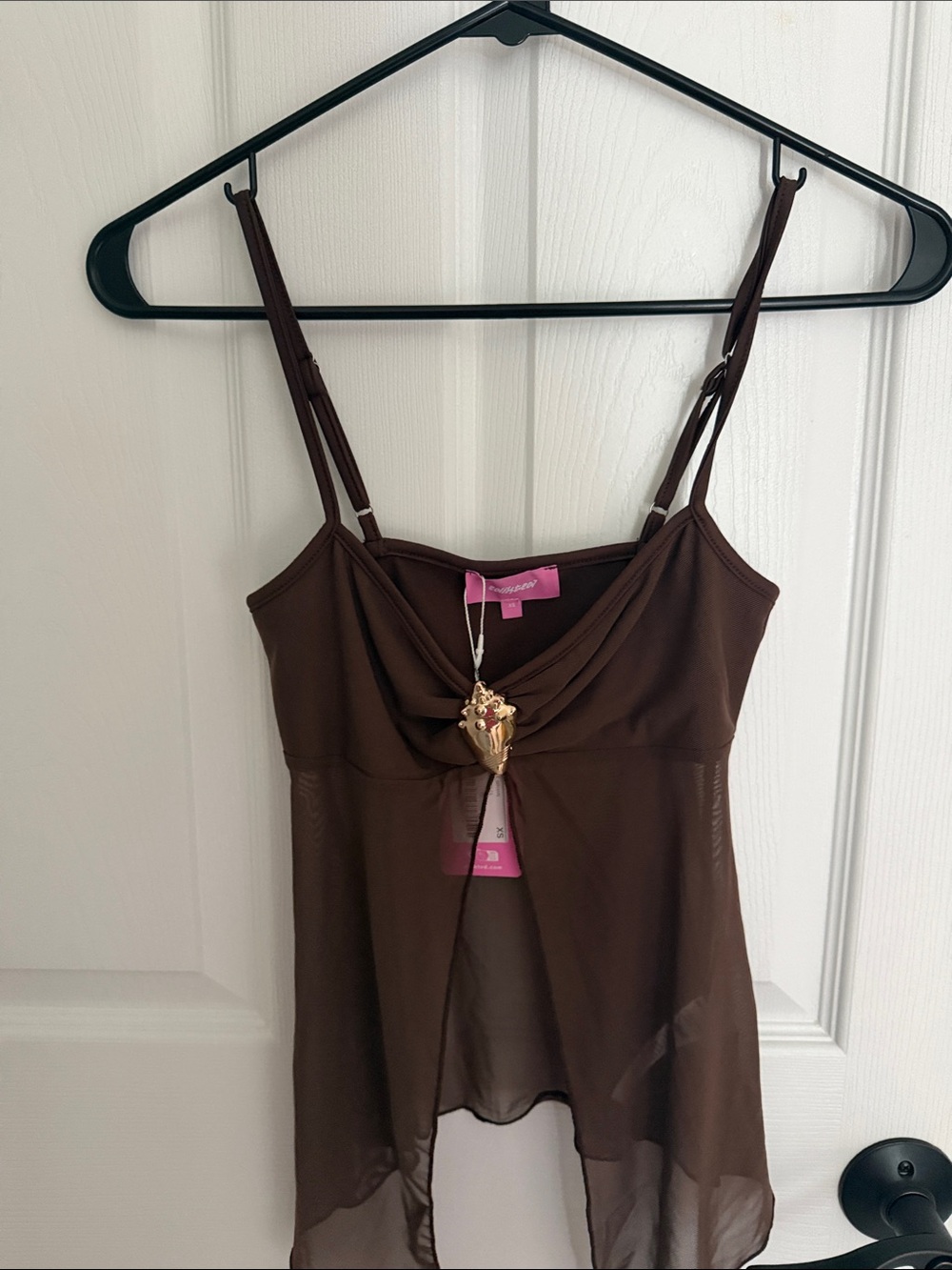 Edikted Brown Sheer Spaghetti Strap Cami